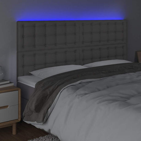 Vidaxl hoofdbord led 160x5x118 128 cm kunstleer grijs