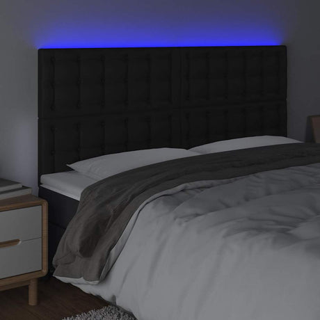 Vidaxl hoofdbord led 180x5x118 128 cm kunstleer zwart