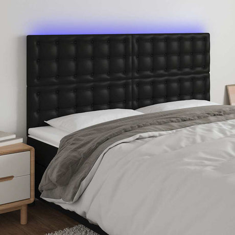 Vidaxl hoofdbord led 180x5x118 128 cm kunstleer zwart
