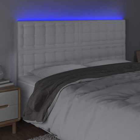 Vidaxl hoofdbord led 180x5x118 128 cm kunstleer wit