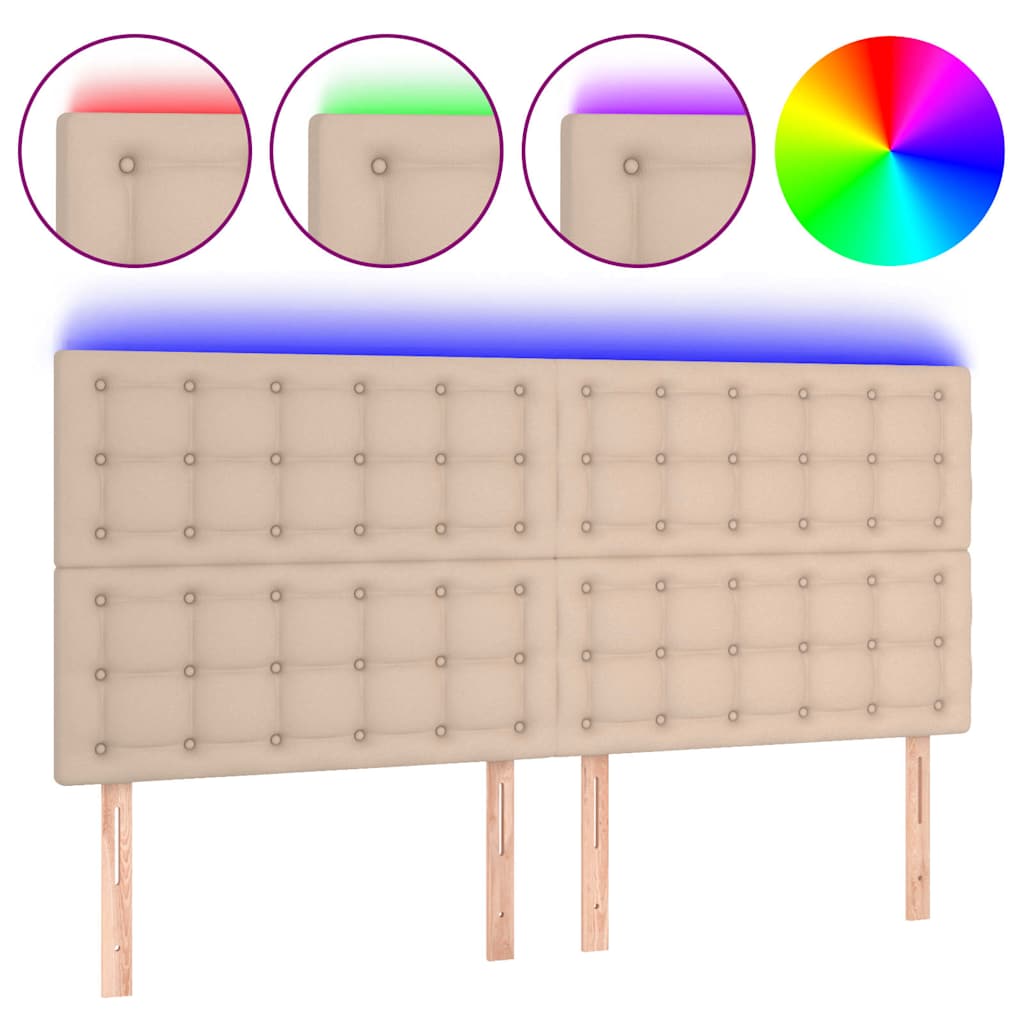 Vidaxl hoofdbord led 180x5x118 128 cm kunstleer cappuccinokleurig