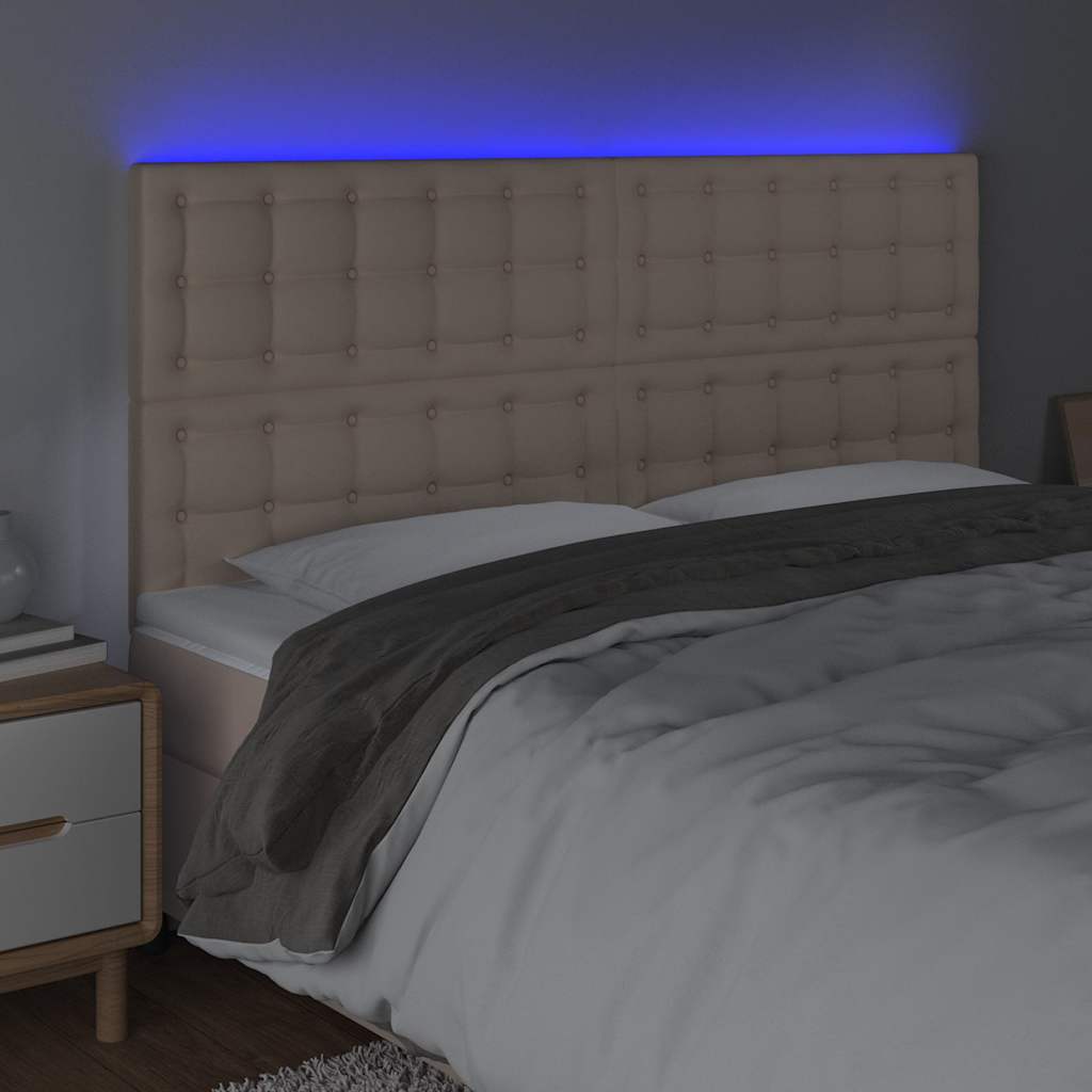 Vidaxl hoofdbord led 180x5x118 128 cm kunstleer cappuccinokleurig