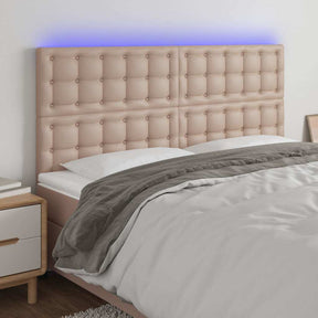 Vidaxl hoofdbord led 180x5x118 128 cm kunstleer cappuccinokleurig
