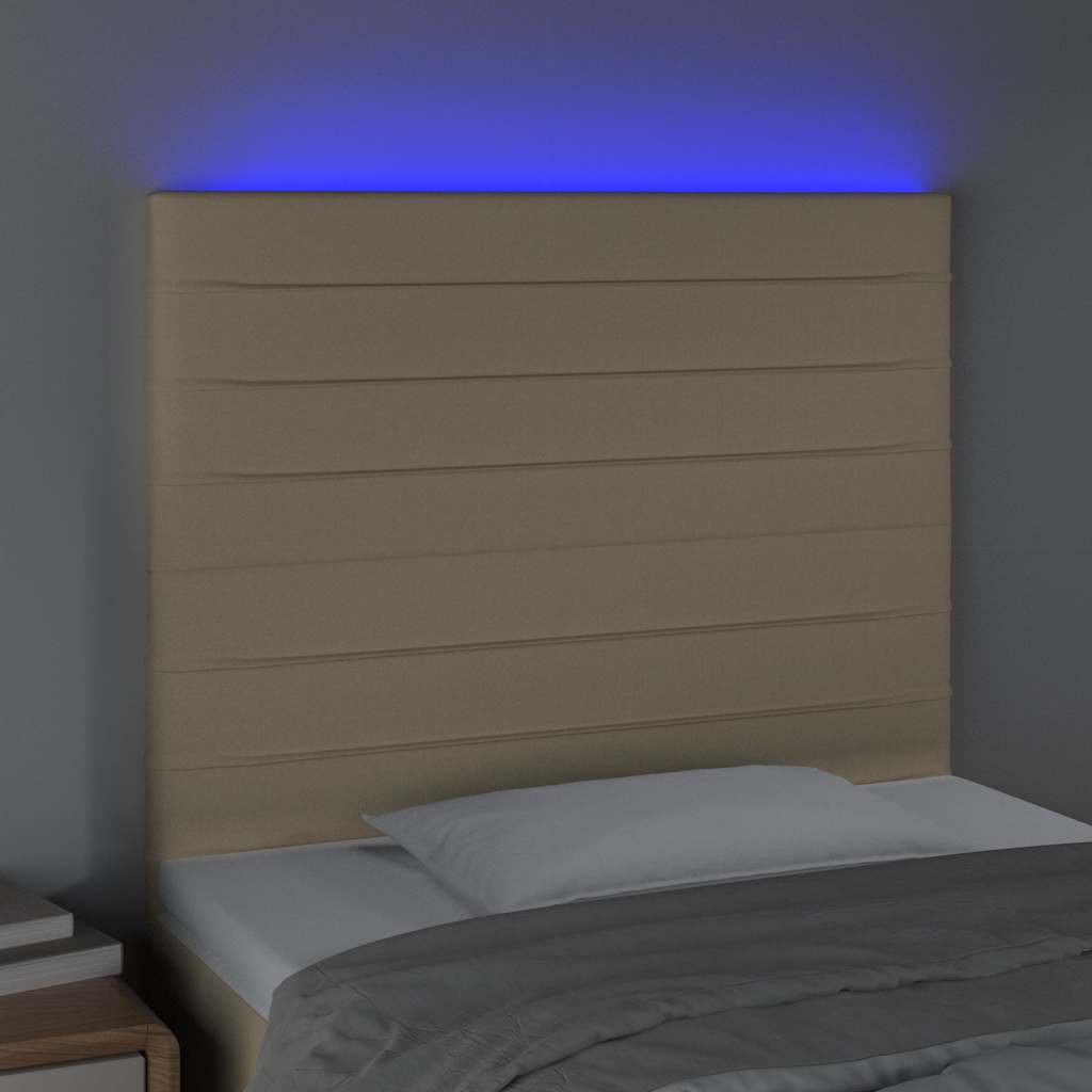 Vidaxl hoofdbord led 80x5x118 128 cm stof crèmekleurig