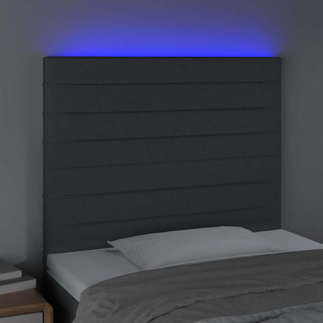 Vidaxl hoofdbord led 90x5x118 128 cm stof donkergrijs
