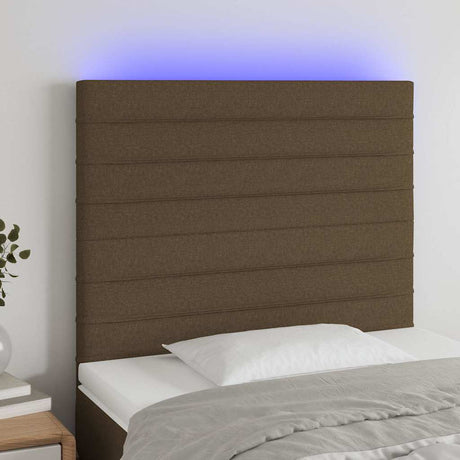 Vidaxl hoofdbord led 90x5x118 128 cm stof donkerbruin