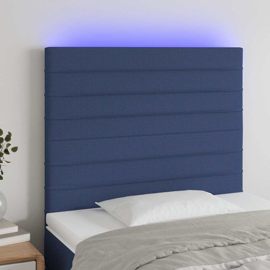Vidaxl hoofdbord led 90x5x118 128 cm stof blauw