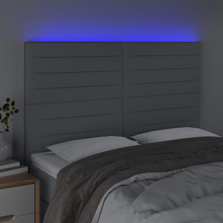 Vidaxl hoofdbord led 144x5x118 128 cm stof lichtgrijs