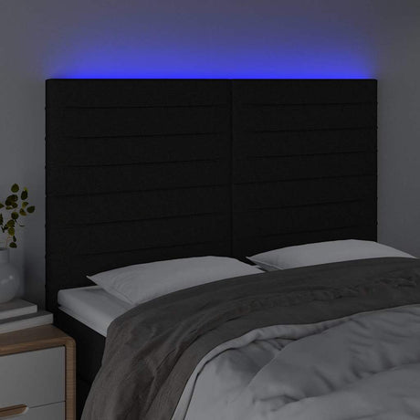 Vidaxl hoofdbord led 144x5x118 128 cm stof zwart