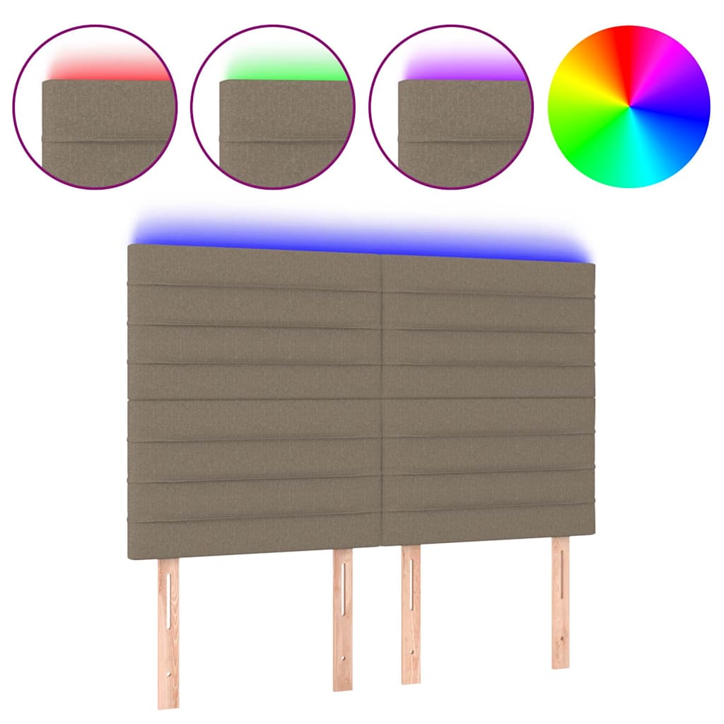 Vidaxl hoofdbord led 144x5x118 128 cm stof taupe