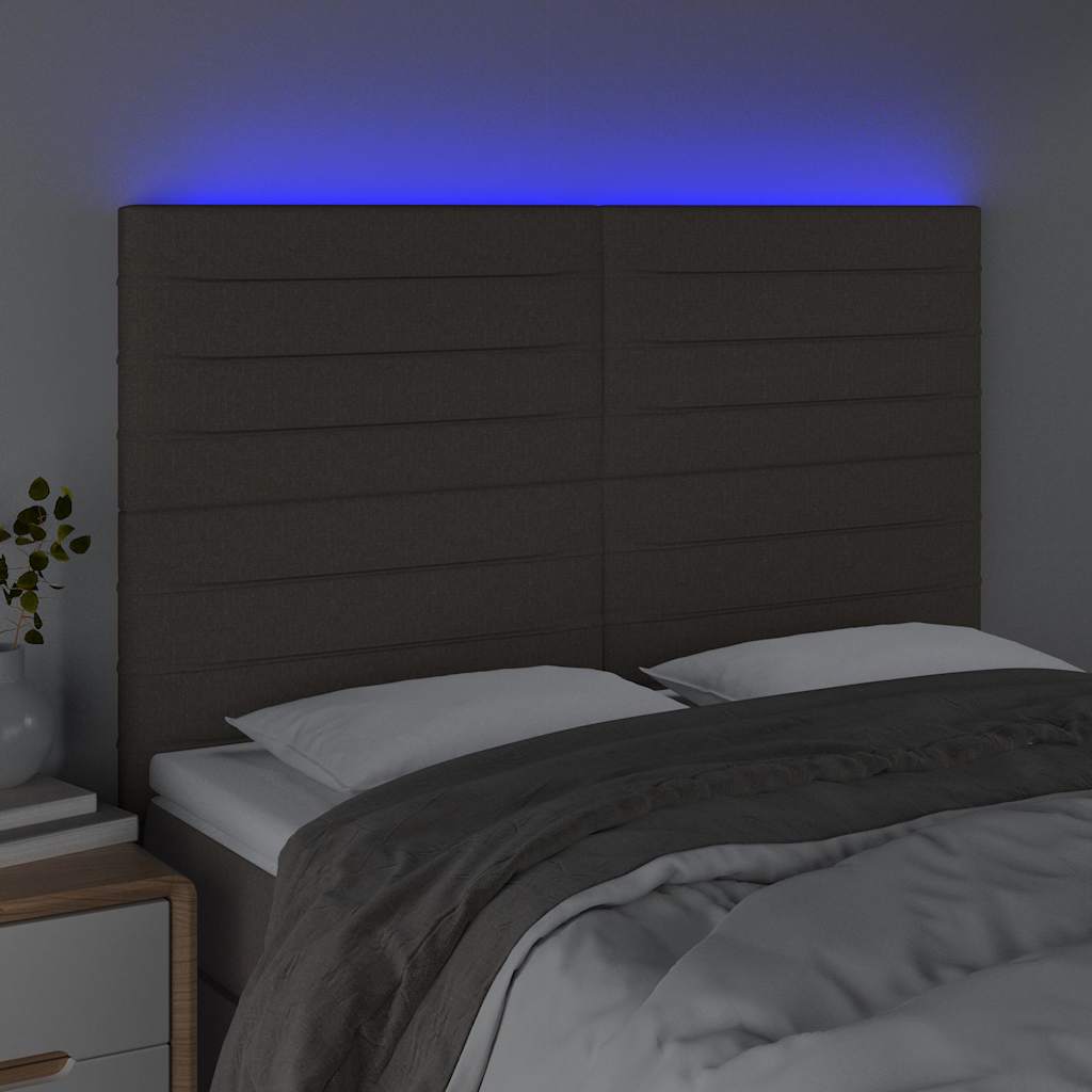 Vidaxl hoofdbord led 144x5x118 128 cm stof taupe