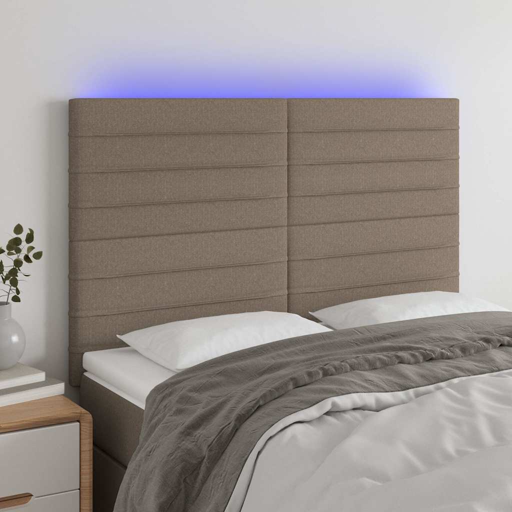 Vidaxl hoofdbord led 144x5x118 128 cm stof taupe