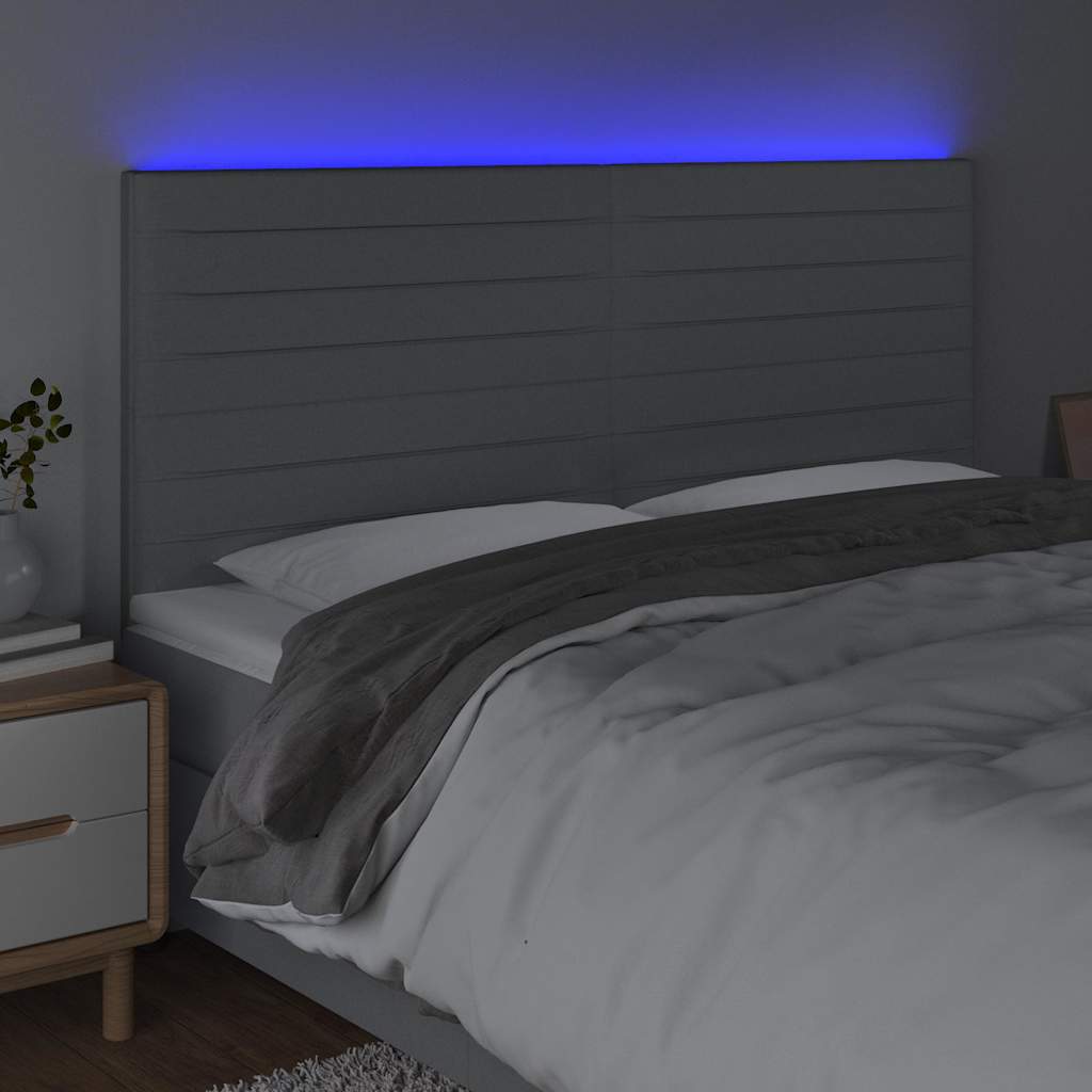 Vidaxl hoofdbord led 180x5x118 128 cm stof lichtgrijs