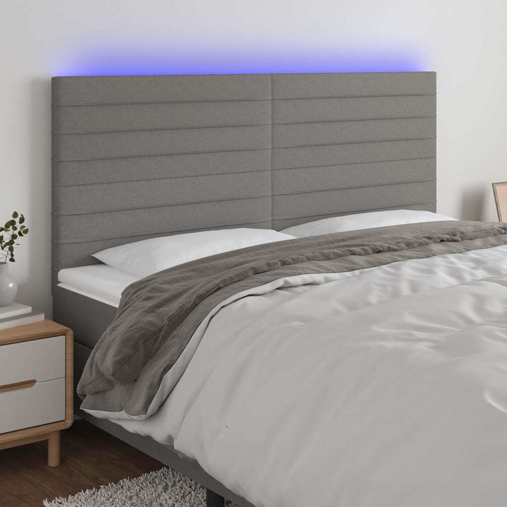 Vidaxl hoofdbord led 180x5x118 128 cm stof donkergrijs