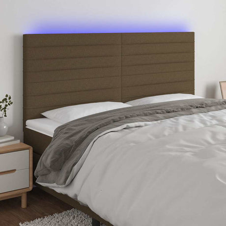 Vidaxl hoofdbord led 180x5x118 128 cm stof donkerbruin