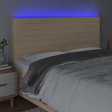 Vidaxl hoofdbord led 180x5x118 128 cm stof crèmekleurig