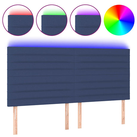 Vidaxl hoofdbord led 180x5x118 128 cm stof blauw