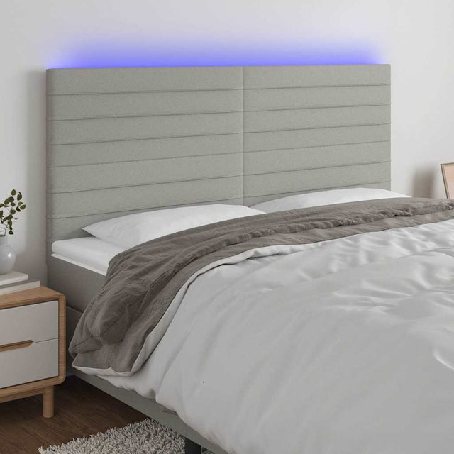 Vidaxl hoofdbord led 200x5x118 128 cm stof lichtgrijs