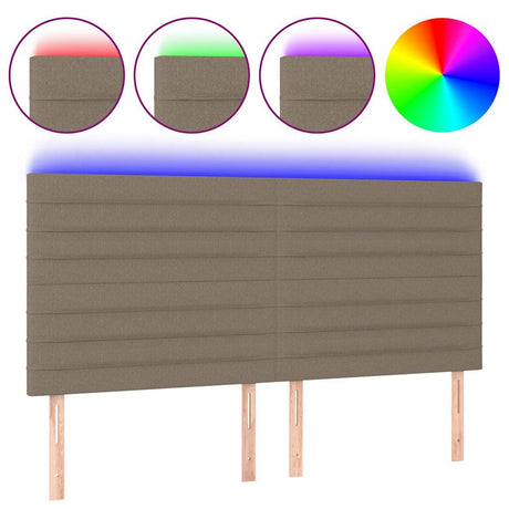 Vidaxl hoofdbord led 200x5x118 128 cm stof taupe