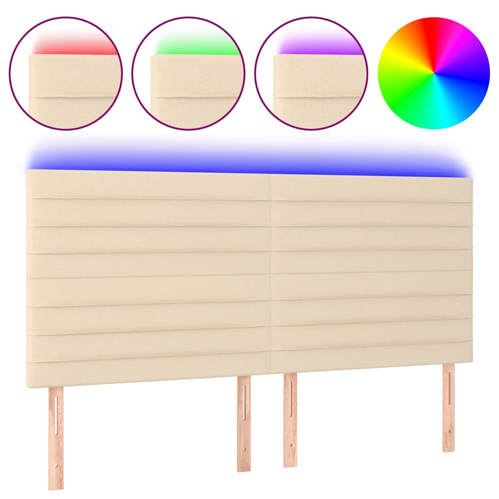 Vidaxl hoofdbord led 200x5x118 128 cm stof crèmekleurig
