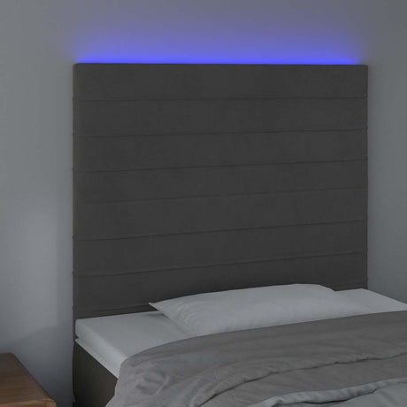 Vidaxl hoofdbord led 80x5x118 128 cm fluweel donkergrijs