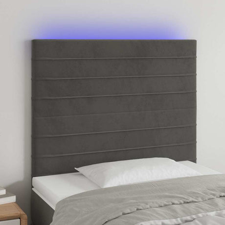 Vidaxl hoofdbord led 80x5x118 128 cm fluweel donkergrijs