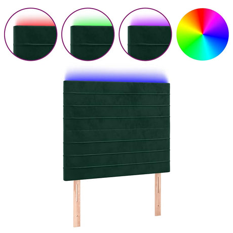 Vidaxl hoofdbord led 80x5x118 128 cm fluweel donkergroen