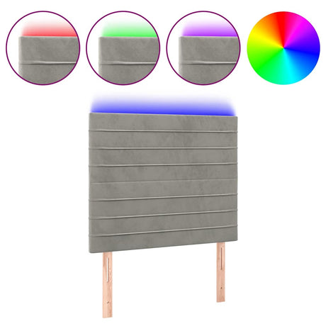 Vidaxl hoofdbord led 90x5x118 128 cm fluweel lichtgrijs