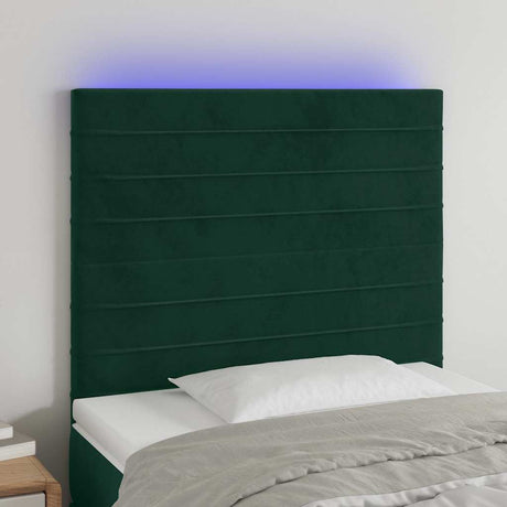 Vidaxl hoofdbord led 90x5x118 128 cm fluweel donkergroen
