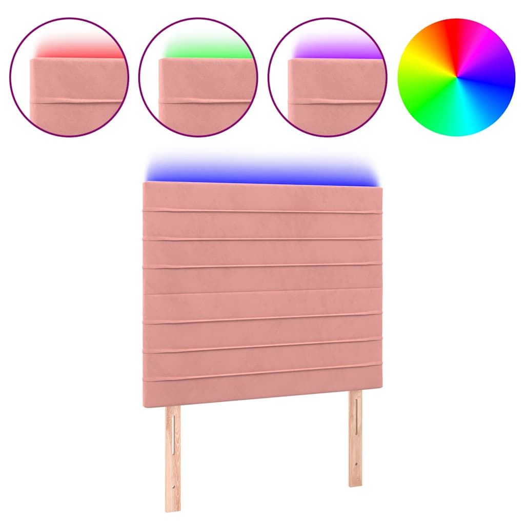Vidaxl hoofdbord led 90x5x118 128 cm fluweel roze