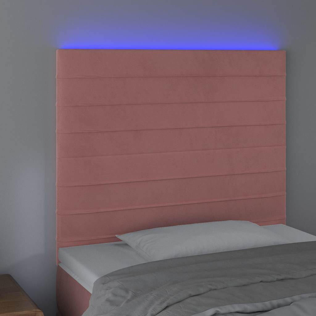 Vidaxl hoofdbord led 90x5x118 128 cm fluweel roze