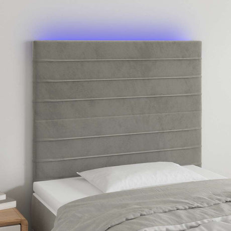 Vidaxl hoofdbord led 100x5x118 128 cm fluweel lichtgrijs