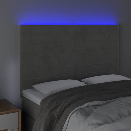 Vidaxl hoofdbord led 144x5x118 128 cm fluweel lichtgrijs