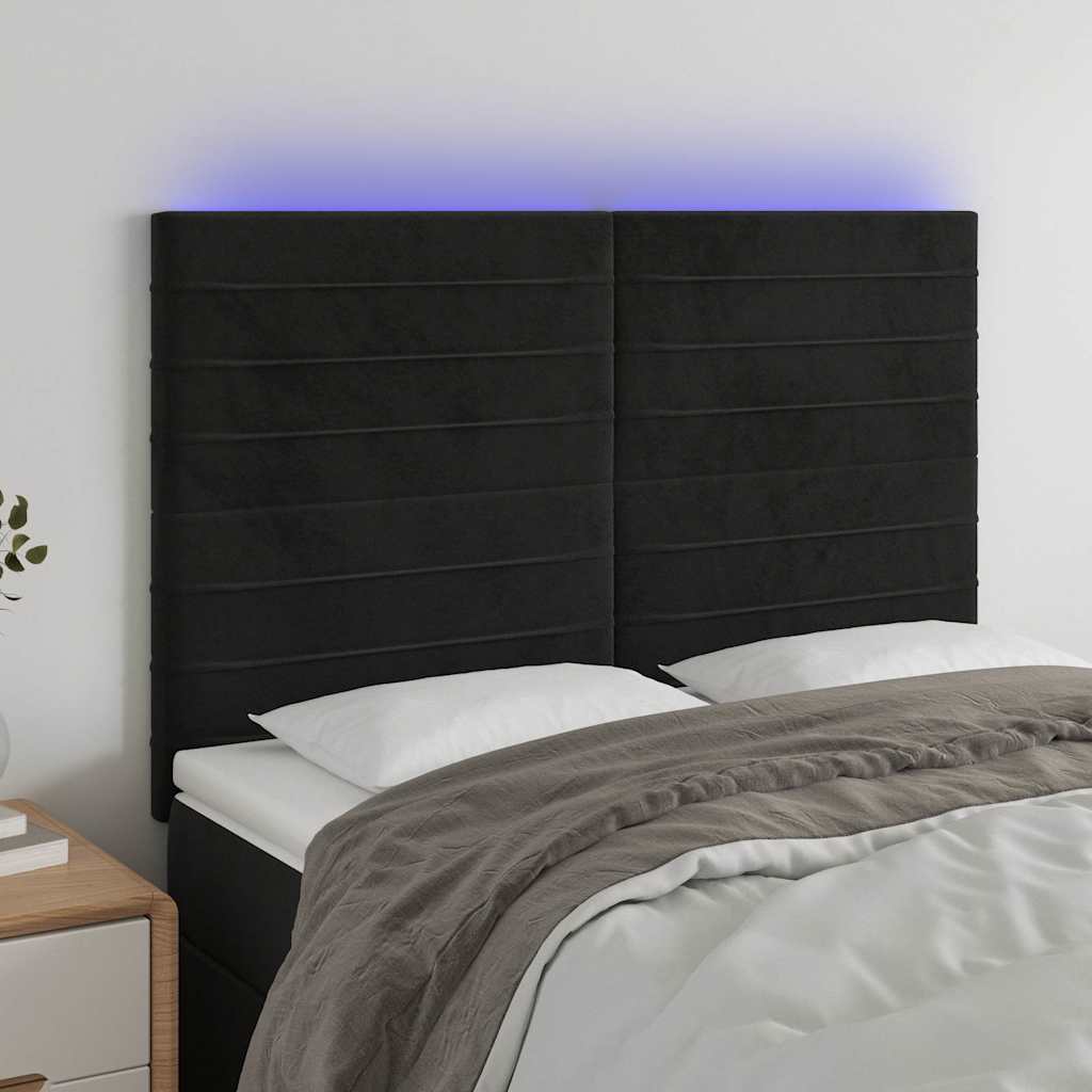 Vidaxl hoofdbord led 144x5x118 128 cm fluweel zwart