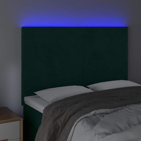 Vidaxl hoofdbord led 144x5x118 128 cm fluweel donkergroen