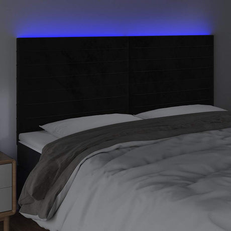 Vidaxl hoofdbord led 160x5x118 128 cm fluweel zwart