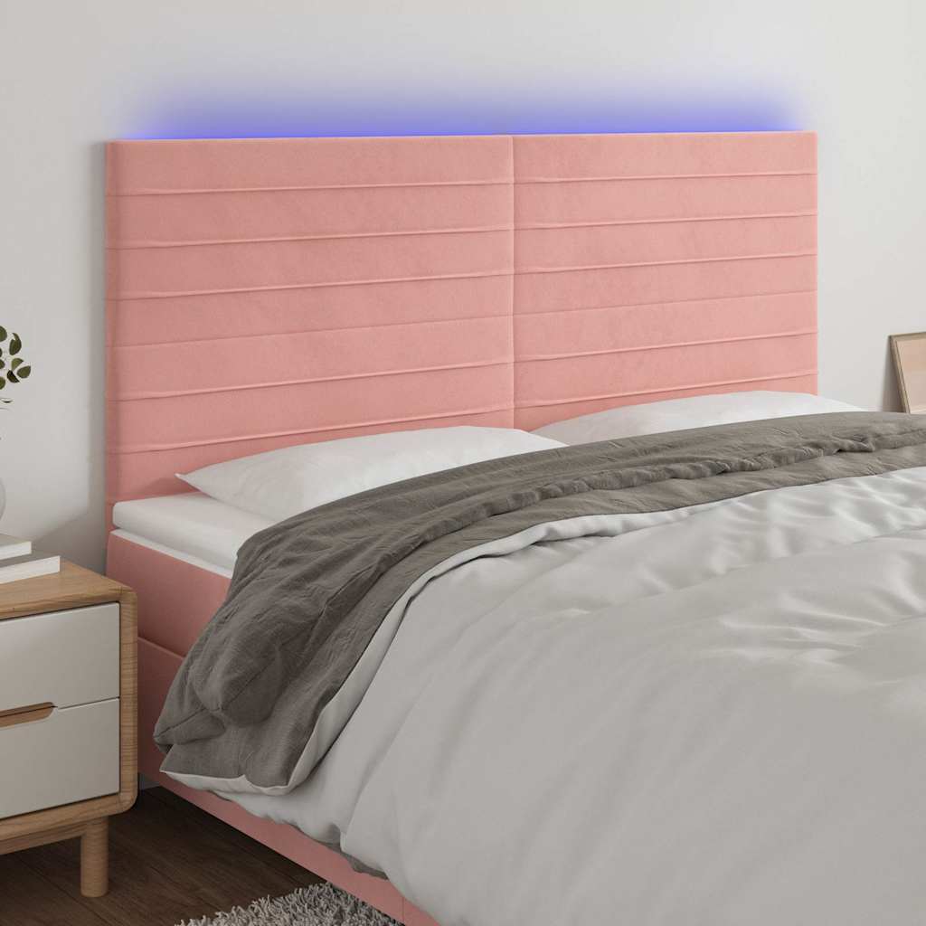 Vidaxl hoofdbord led 160x5x118 128 cm fluweel roze