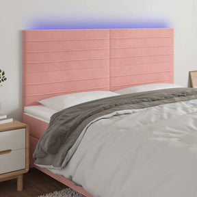 Vidaxl hoofdbord led 160x5x118 128 cm fluweel roze
