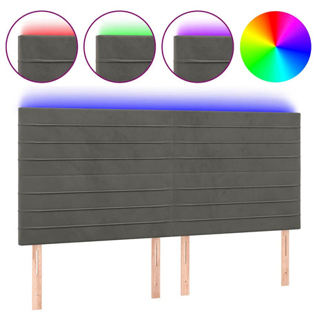 Vidaxl hoofdbord led 200x5x118 128 cm fluweel donkergrijs