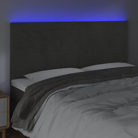 Vidaxl hoofdbord led 200x5x118 128 cm fluweel donkergrijs