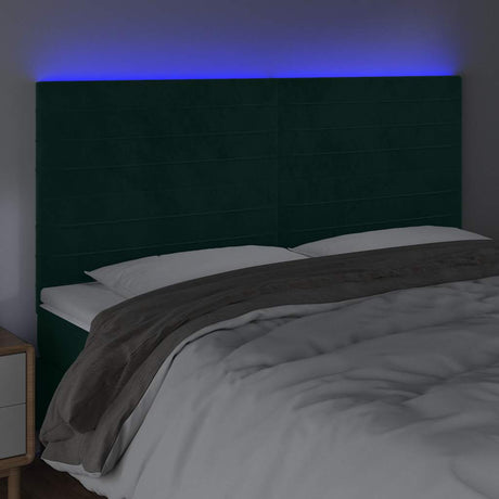 Vidaxl hoofdbord led 200x5x118 128 cm fluweel donkergroen