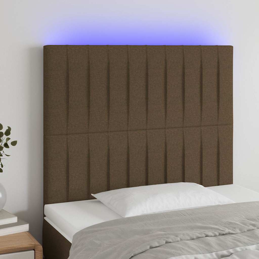Vidaxl hoofdbord led 80x5x118 128 cm stof donkerbruin