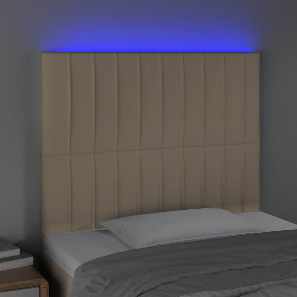 Vidaxl hoofdbord led 80x5x118 128 cm stof crèmekleurig