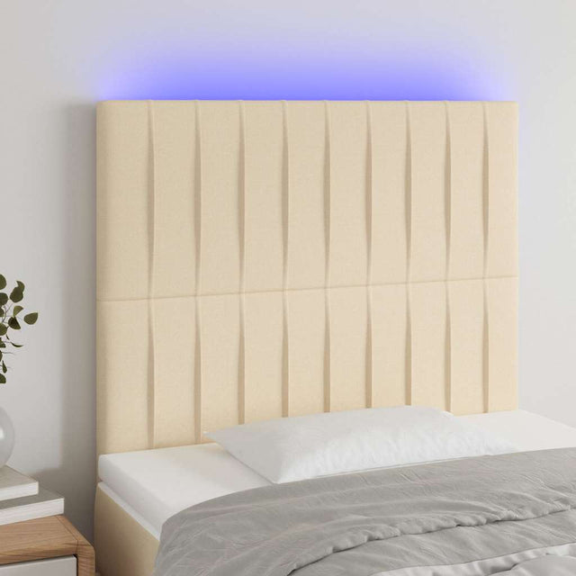 Vidaxl hoofdbord led 80x5x118 128 cm stof crèmekleurig