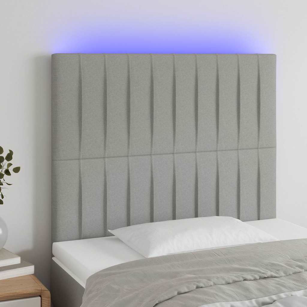 Vidaxl hoofdbord led 90x5x118 128 cm stof lichtgrijs