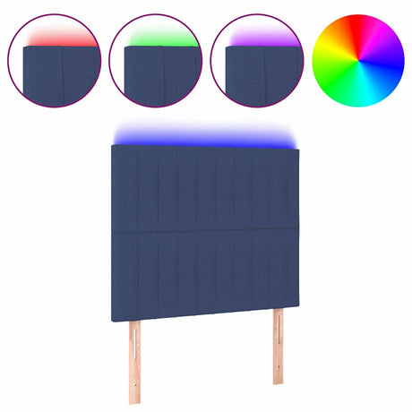 Vidaxl hoofdbord led 100x5x118 128 cm stof blauw