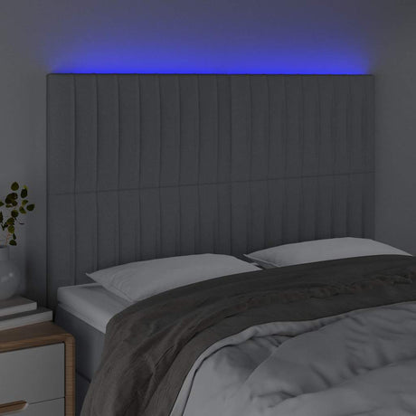 Vidaxl hoofdbord led 144x5x118 128 cm stof lichtgrijs