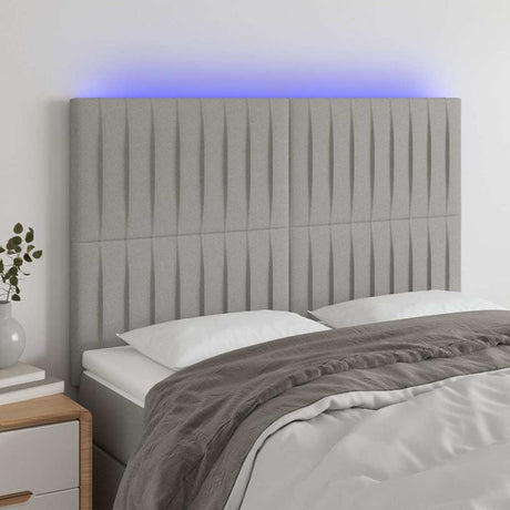 Vidaxl hoofdbord led 144x5x118 128 cm stof lichtgrijs