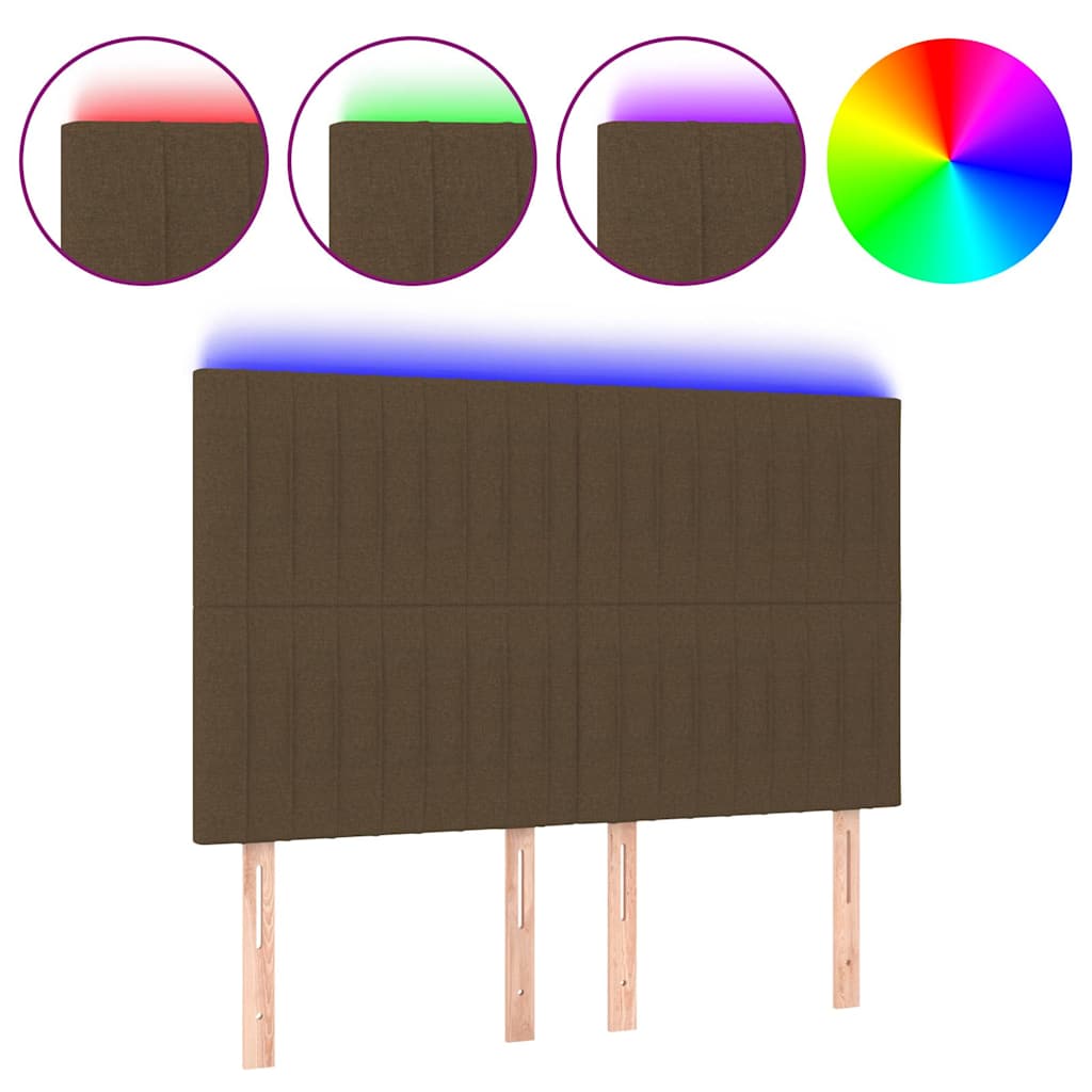 Vidaxl hoofdbord led 144x5x118 128 cm stof donkerbruin
