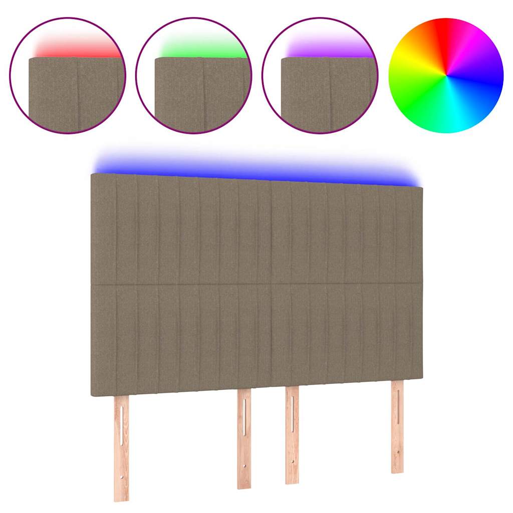 Vidaxl hoofdbord led 144x5x118 128 cm stof taupe
